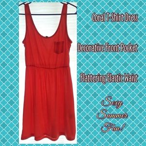 Cute Coral Sleeveless Dress